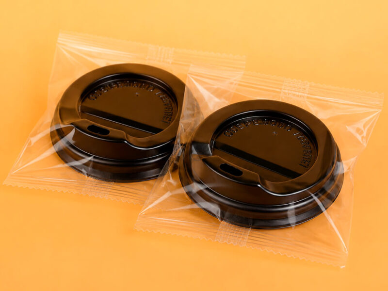 Кришка чорна запакована Optipak Deckel für Pappbecher in Einzelverpackung D 69–91 mm Großhandel 3
