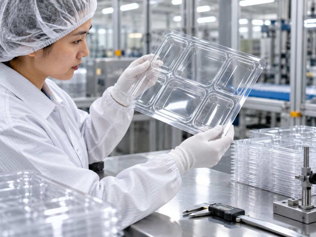 Quality control of thermoformed PET products PET packaging quality inspection
