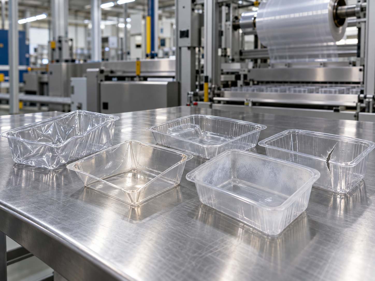 Transparente Kunststoffverpackungen in verschiedenen Formen Kunststoffbecher und Behälter aus PET-Folie
